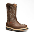 King Welt Women's 11' Square Toe Western Work Boots - Soft Toe Brown