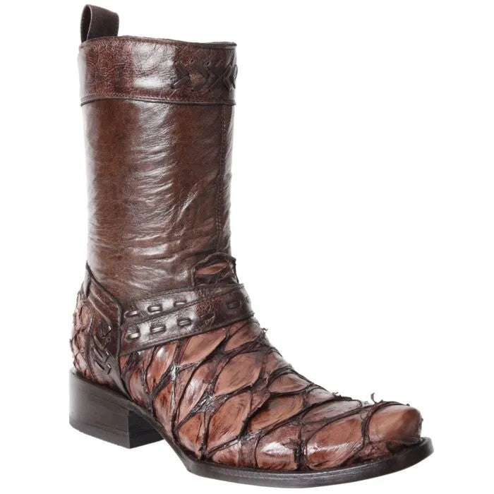 White Diamonds Men's Genuine Pirarucu Fish Piraracú Original Hudson Boots – Brown