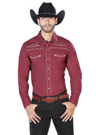 The General Embroidery Western Shirt Burgundy/Gold 42951