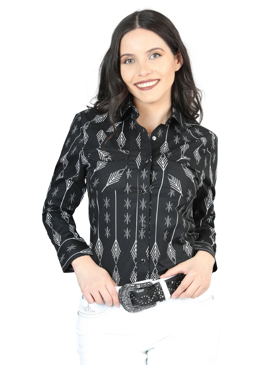 El General Women -  Casual Long-Sleeve Shirt  Black/White 44436