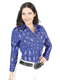 El General Women Casual Long-Sleeve Shirt  Blue/White 44437