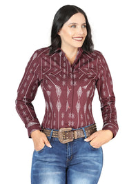 El General Women Casual Long-Sleeve Shirt  Burgundy 44438
