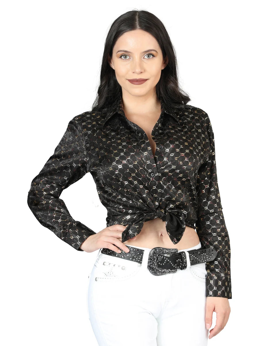 El General Women  Black/Gold Casual Long-Sleeve Shirt 44558