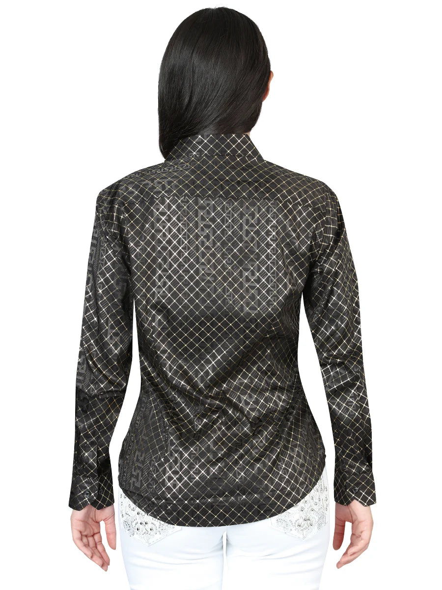 El General Women Black/Gold Casual Long-Sleeve Shirt 44559