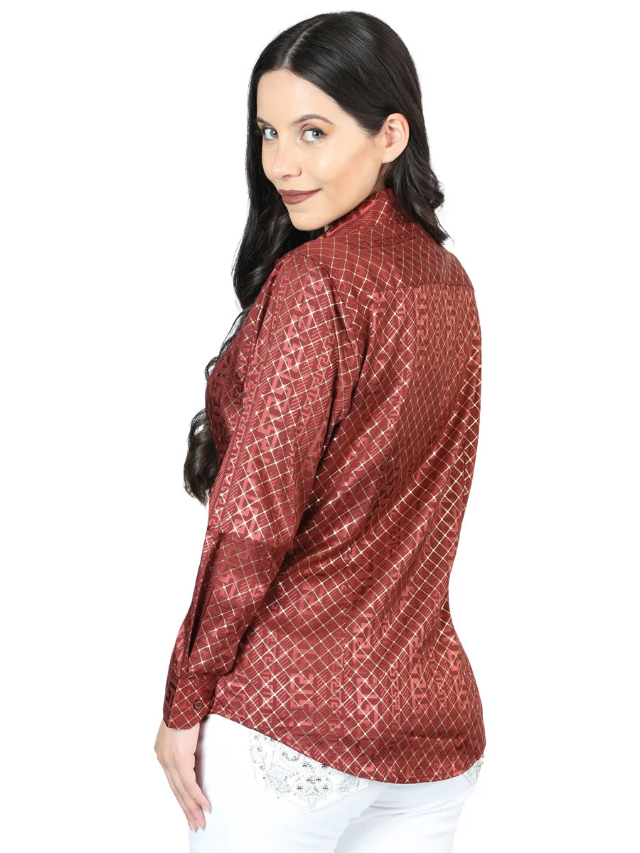 El General Women Burgundy Casual Long-Sleeve Shirt - 44561