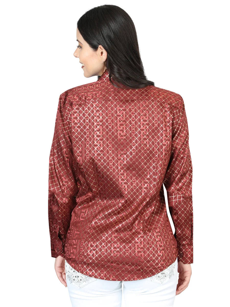 El General Women Burgundy Casual Long-Sleeve Shirt - 44561