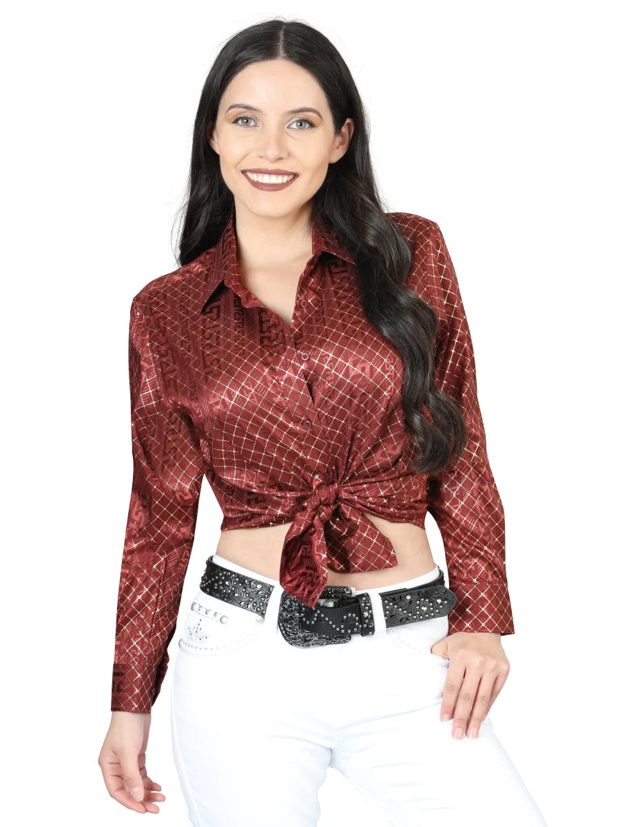 El General Women Burgundy Casual Long-Sleeve Shirt - 44561