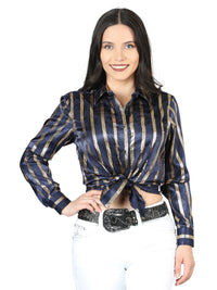 El General Women Navy/Gold Casual Long-Sleeve Shirt 44562