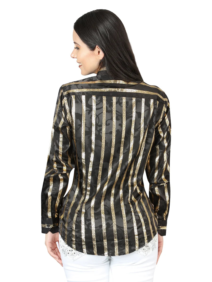 El General Women Black/Gold Casual Long-Sleeve Shirt 44563