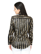 El General Women Black/Gold Casual Long-Sleeve Shirt 44563