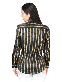 El General Women Black/Gold Casual Long-Sleeve Shirt 44563
