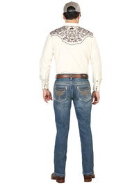 Men's Boot Cut Western Jeans – Stretch Denim Cowboy Pants - Dark Blue 44969