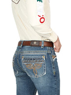 Men's Boot Cut Western Jeans – Stretch Denim Cowboy Pants - Dark Blue 44969