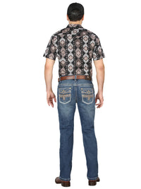 Men's Boot Cut Western Jeans – Stretch Denim Cowboy Pants - Dark Blue 44970
