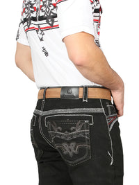 Men's Boot Cut Western Jeans – Stretch Denim Cowboy Pants - Black 44972