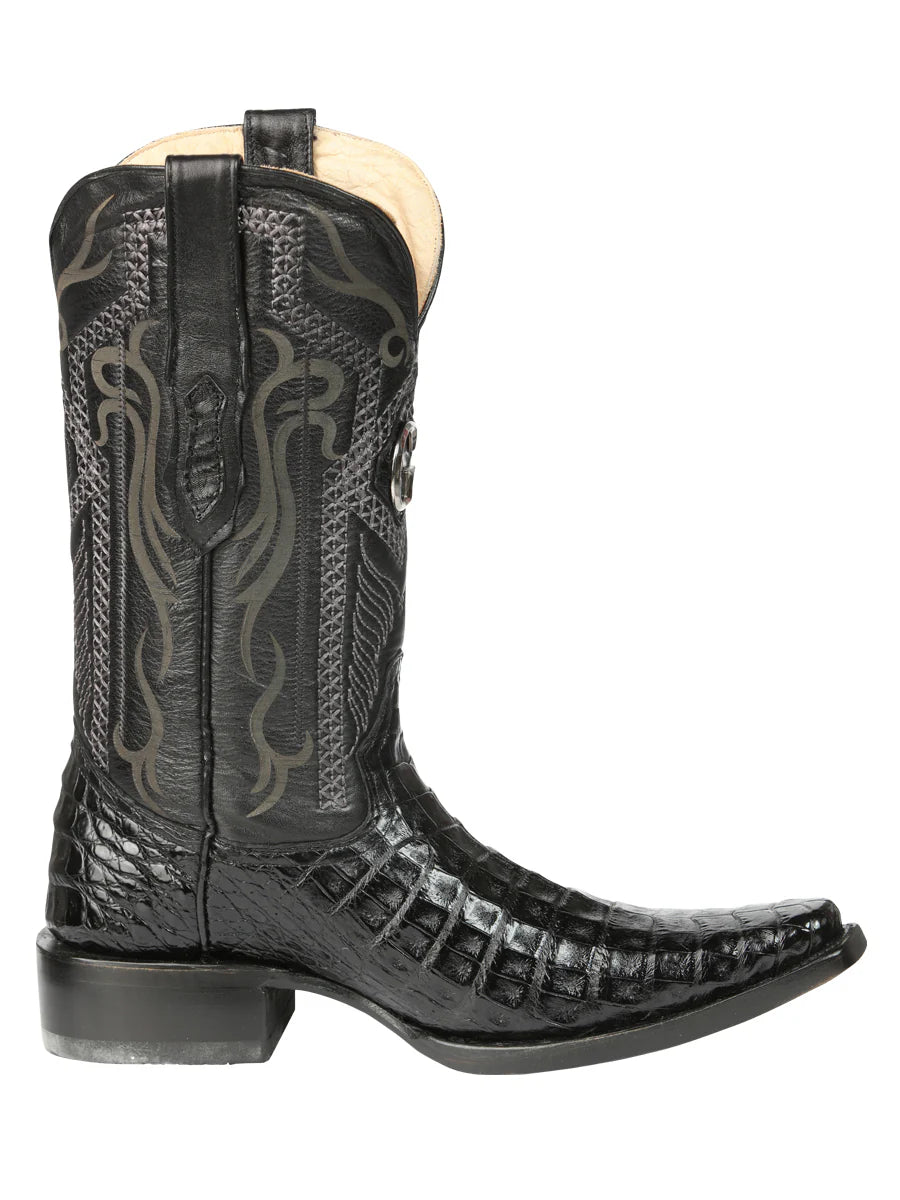 El General Men's Exotic Caiman Belly Cowboy Boots–Black 45078
