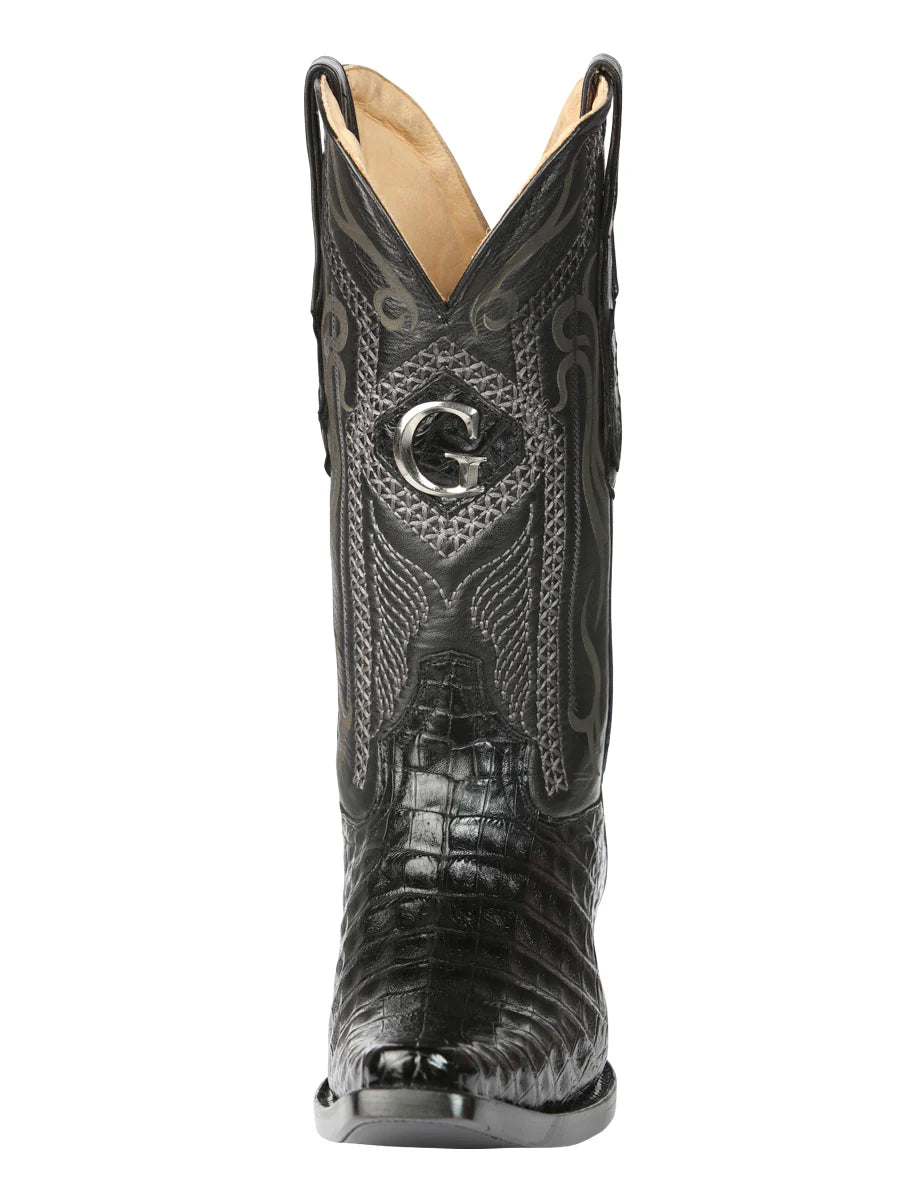 El General Men's Exotic Caiman Belly Cowboy Boots–Black 45078