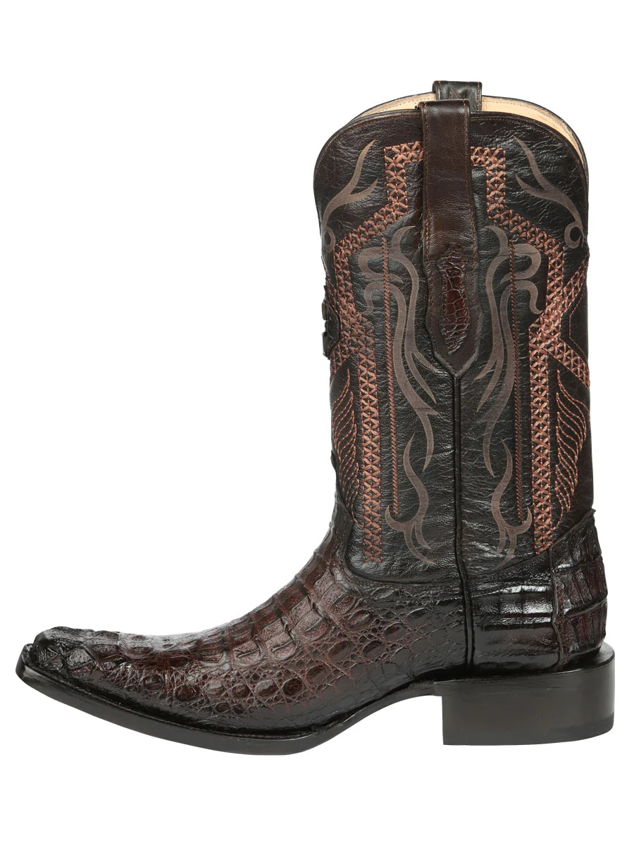 El General Men's Exotic Hornback Caiman Nuca Cowboy Boots–Brown 45082