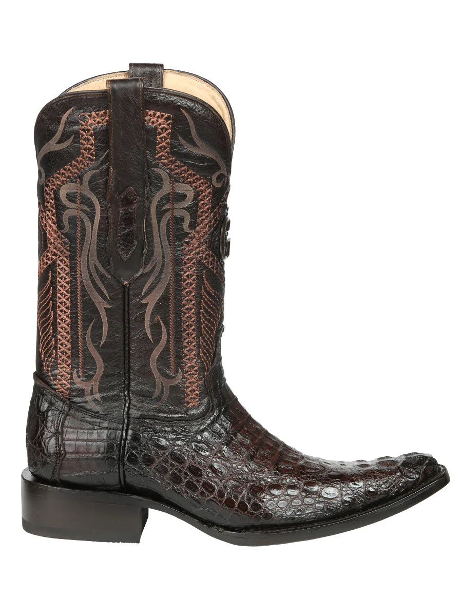 El General Men's Exotic Hornback Caiman Nuca Cowboy Boots–Brown 45082