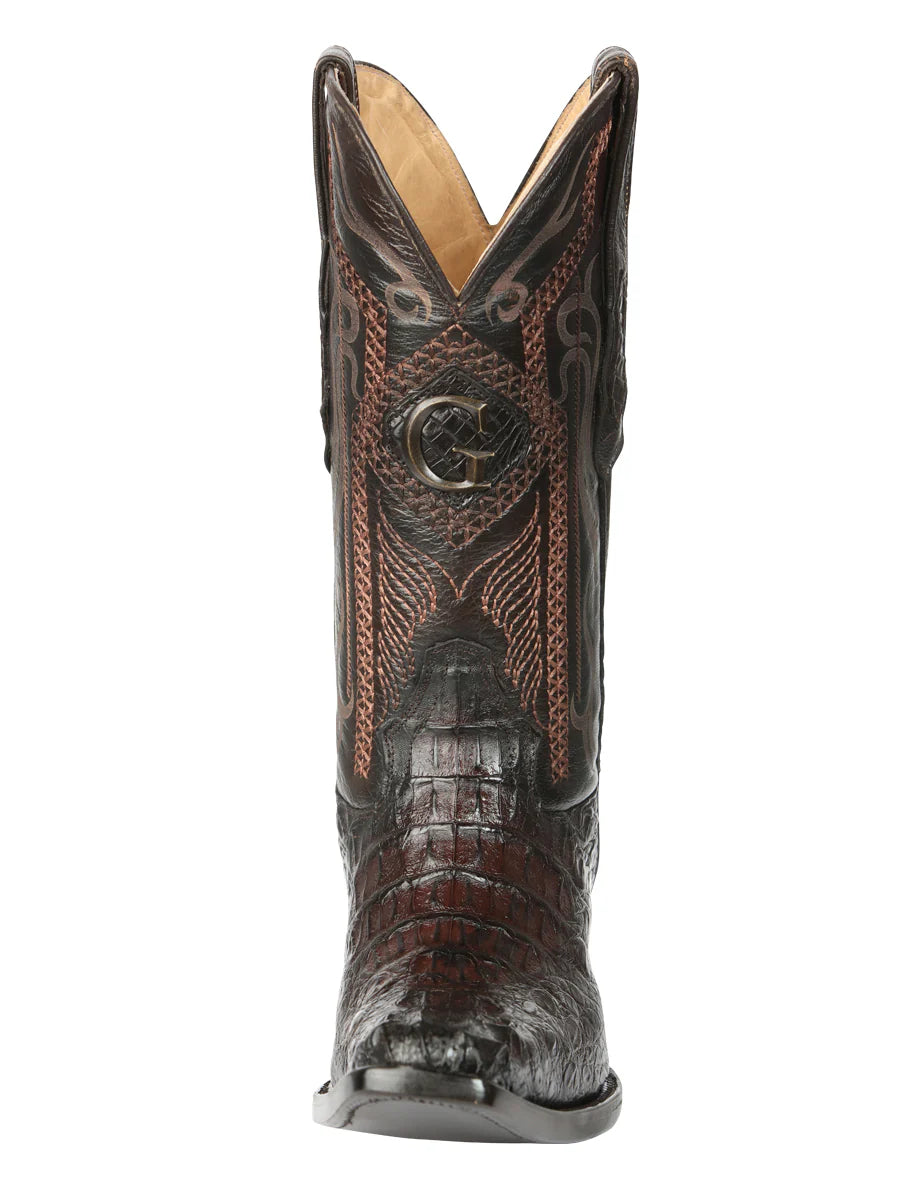 El General Men's Exotic Hornback Caiman Nuca Cowboy Boots–Brown 45082