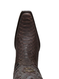 El General Men's Exotic Phyton Leather Cowboy Boots–Brown 45088