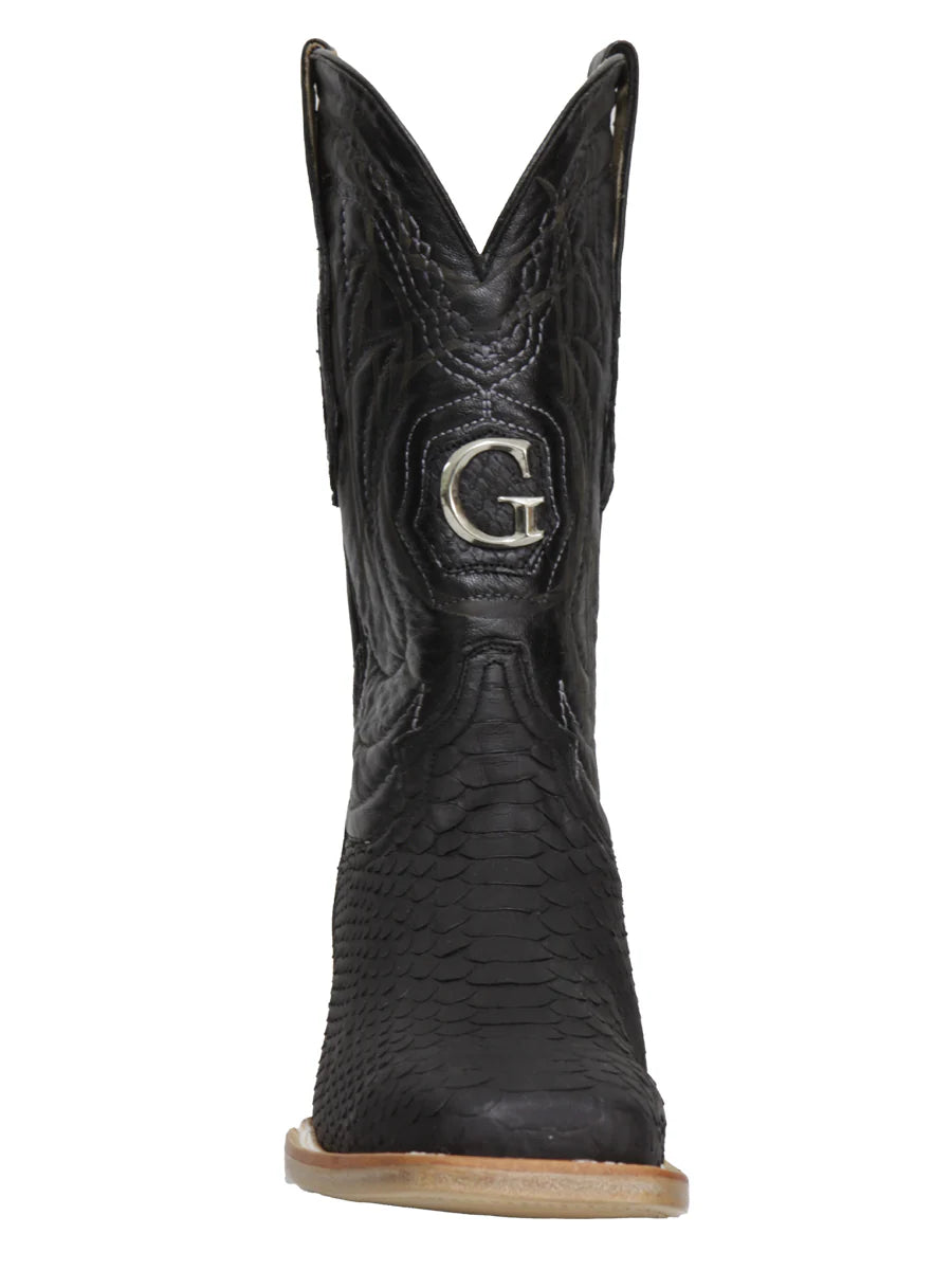 El General Men's Exotic Phyton Rodeo Boots–Black 45089