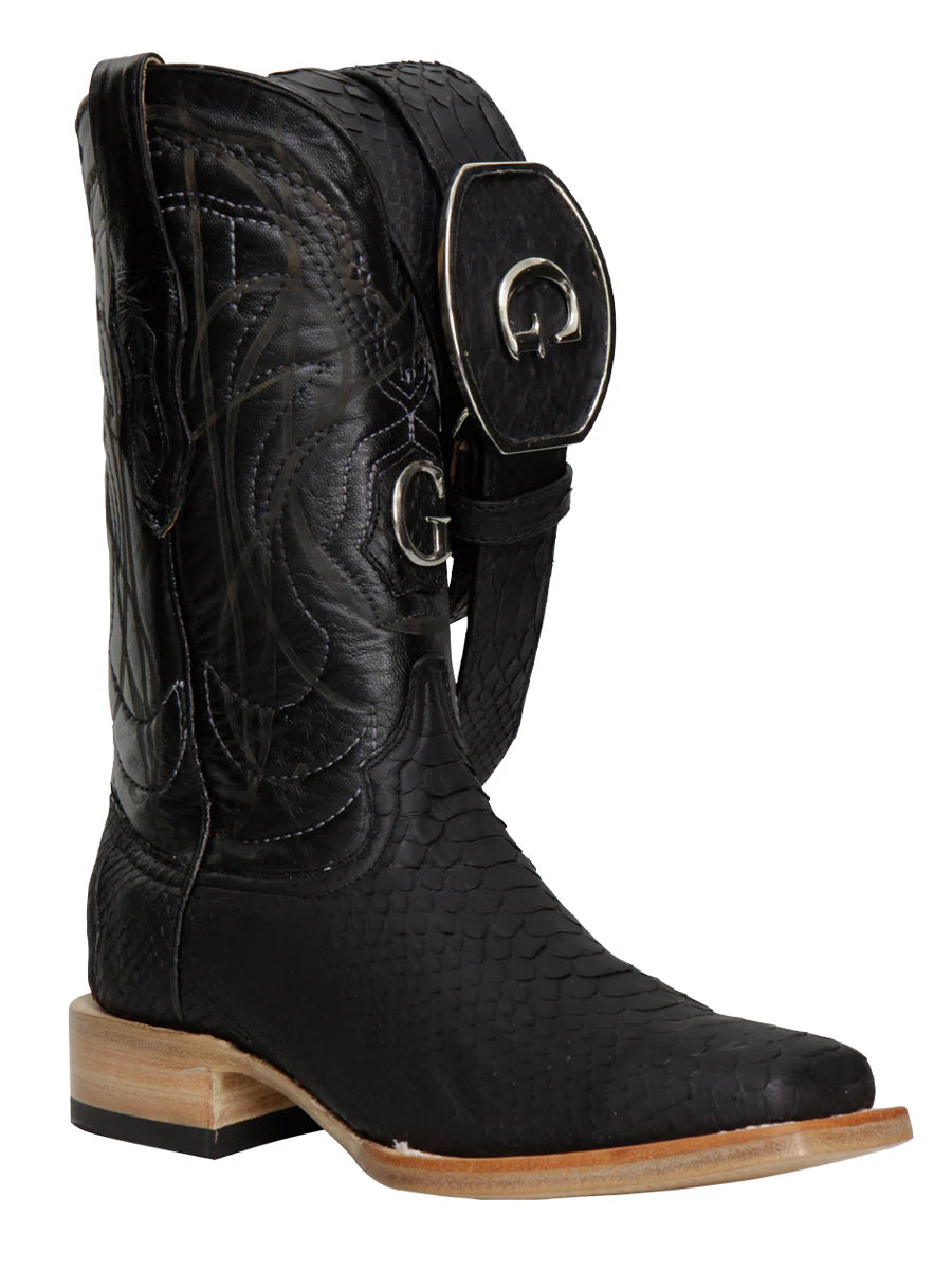 El General Men's Exotic Phyton Rodeo Boots–Black 45089
