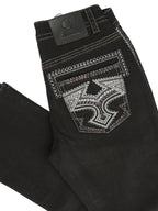 Men's Boot Cut Western Jeans – Stretch Denim Cowboy Pants - Black 45311