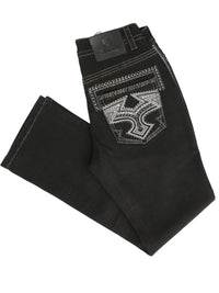 Men's Boot Cut Western Jeans – Stretch Denim Cowboy Pants - Black 45311