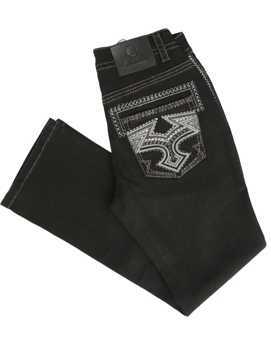 Men's Boot Cut Western Jeans – Stretch Denim Cowboy Pants - Black 45311
