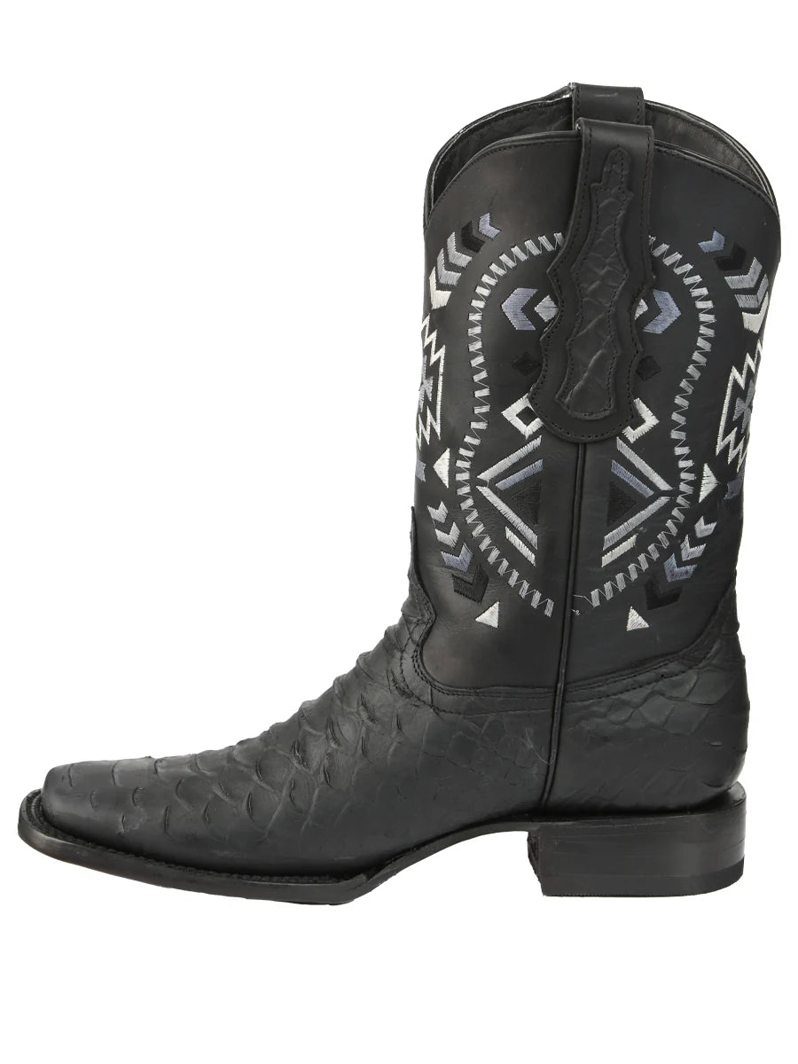 El General Men's Black Python Imitation Rodeo Boots 45398