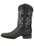 El General Men's Black Python Imitation Rodeo Boots 45398
