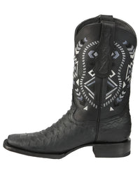 El General Men's Black Python Imitation Rodeo Boots 45398