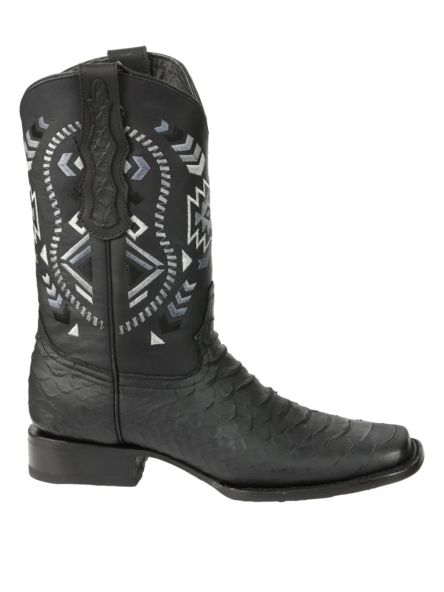 El General Men's Black Python Imitation Rodeo Boots 45398