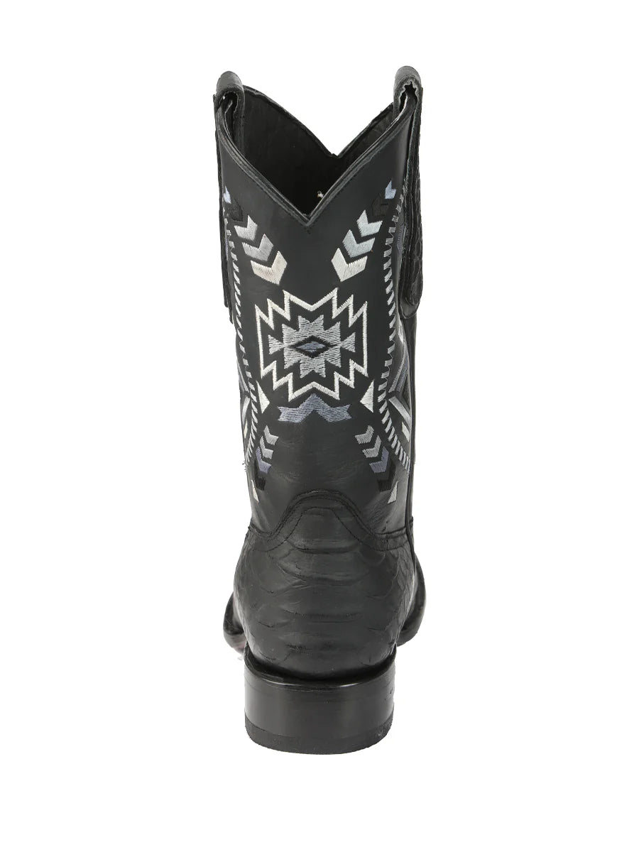 El General Men's Black Python Imitation Rodeo Boots 45398
