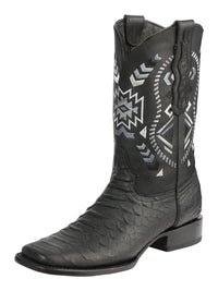 El General Men's Black Python Imitation Rodeo Boots 45398