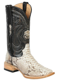 El General Men's Exotic Phyton Leather Cowboy Boots–Natural 45501