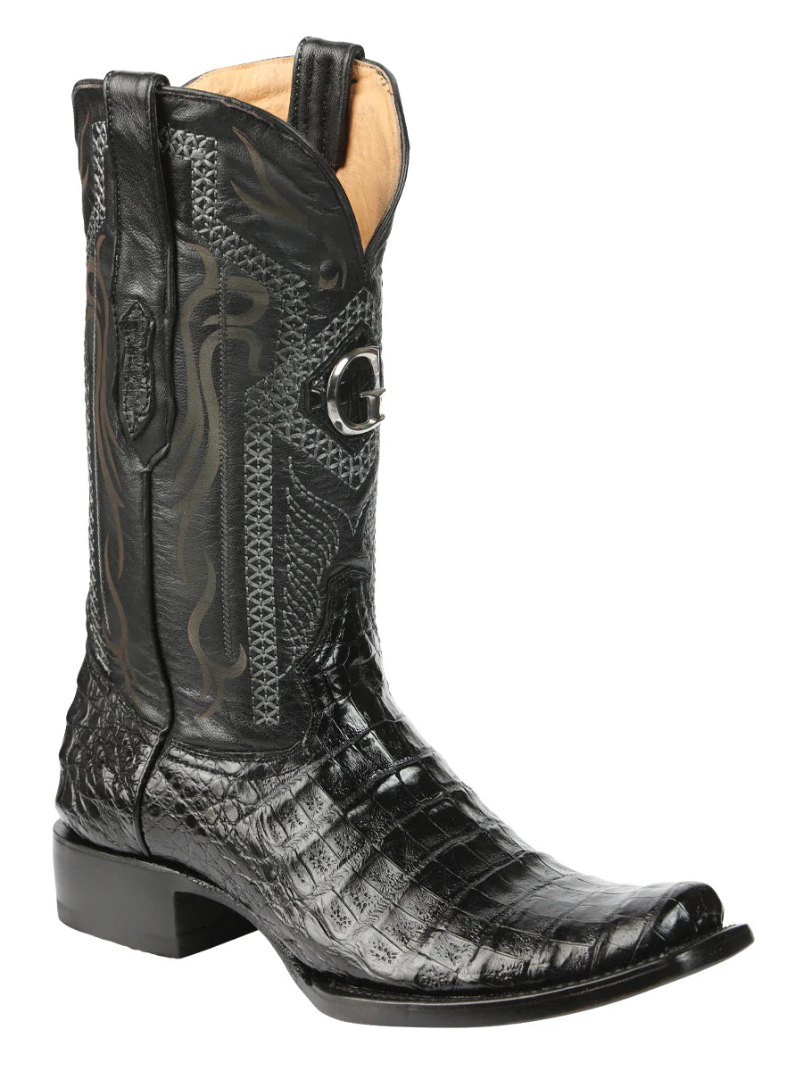 El General Men's Exotic Caiman Belly Cowboy Boots–Black 45518