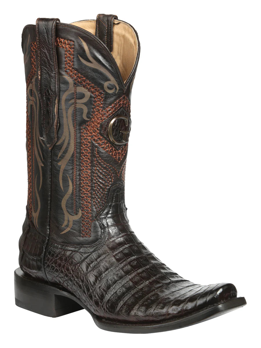 El General Men's Exotic Caiman Belly Cowboy Boots–Brown 45519