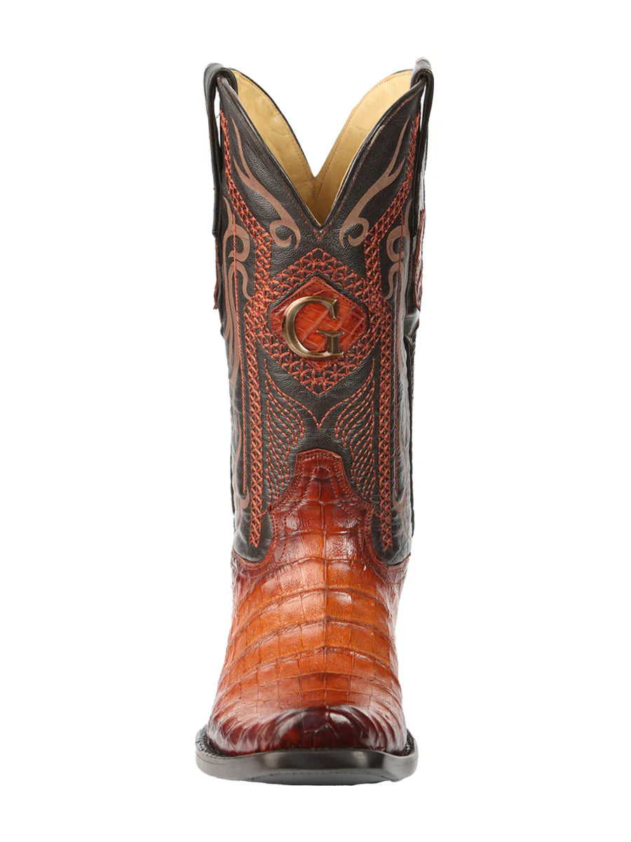 El General Men's Exotic Caiman Belly Cowboy Boots–Cognac 45520
