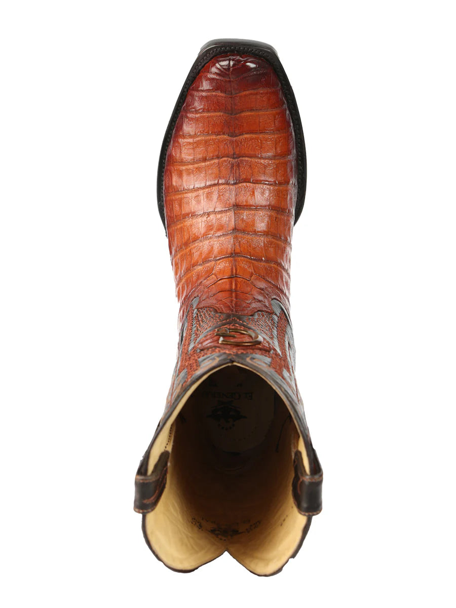 El General Men's Exotic Caiman Belly Cowboy Boots–Cognac 45520