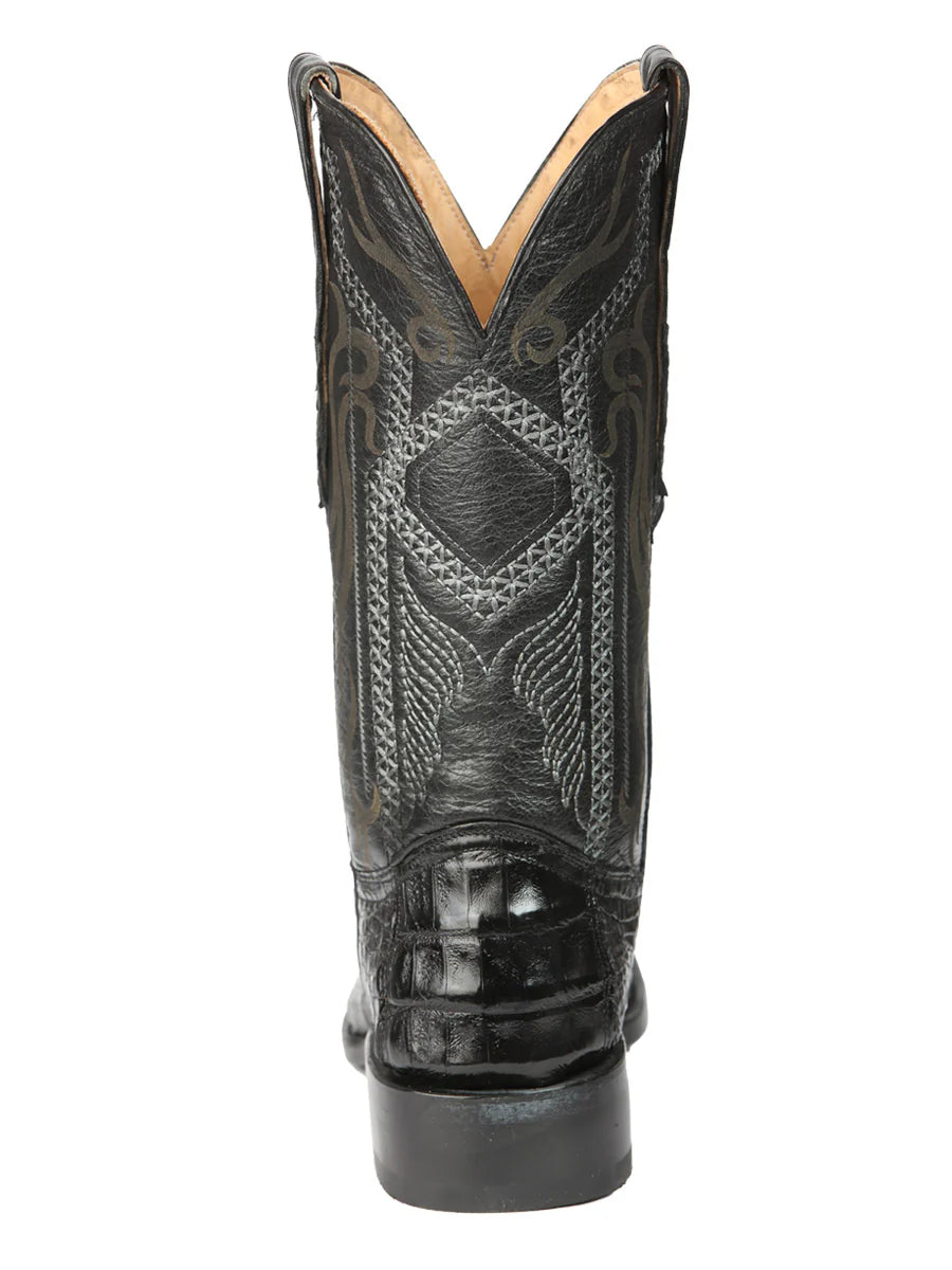 El General Men's Exotic Hornback Caiman Nuca Cowboy Boots–Black 45521