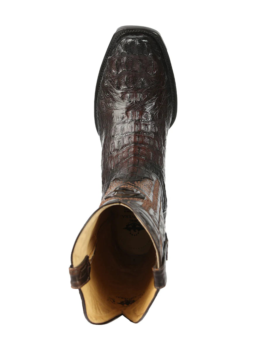 El General Men's Exotic Hornback Caiman Nuca Cowboy Boots–Brown 45522