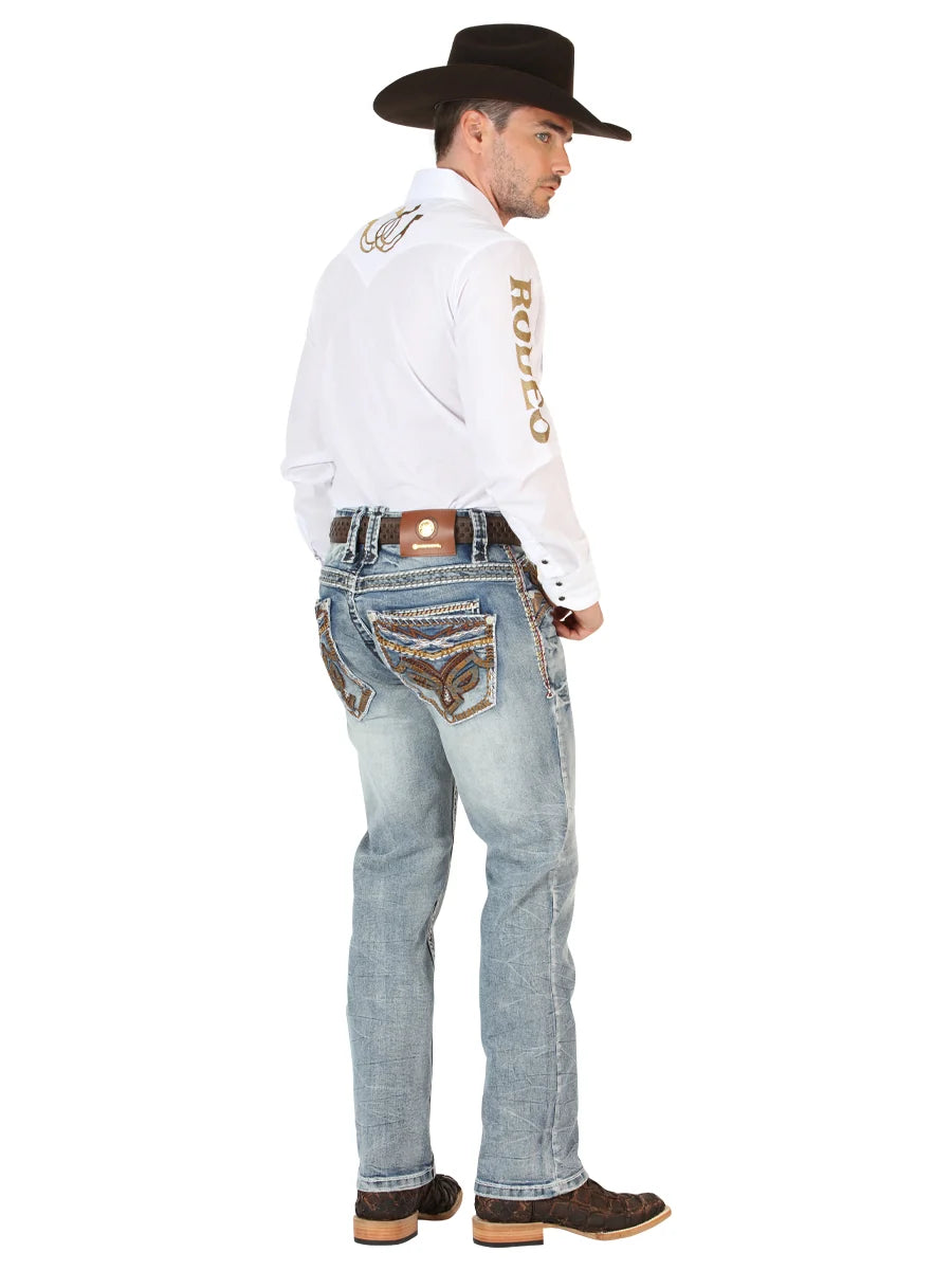 Men's Boot Cut Western Jeans – Stretch Denim Cowboy Pants - Dark Blue 45530