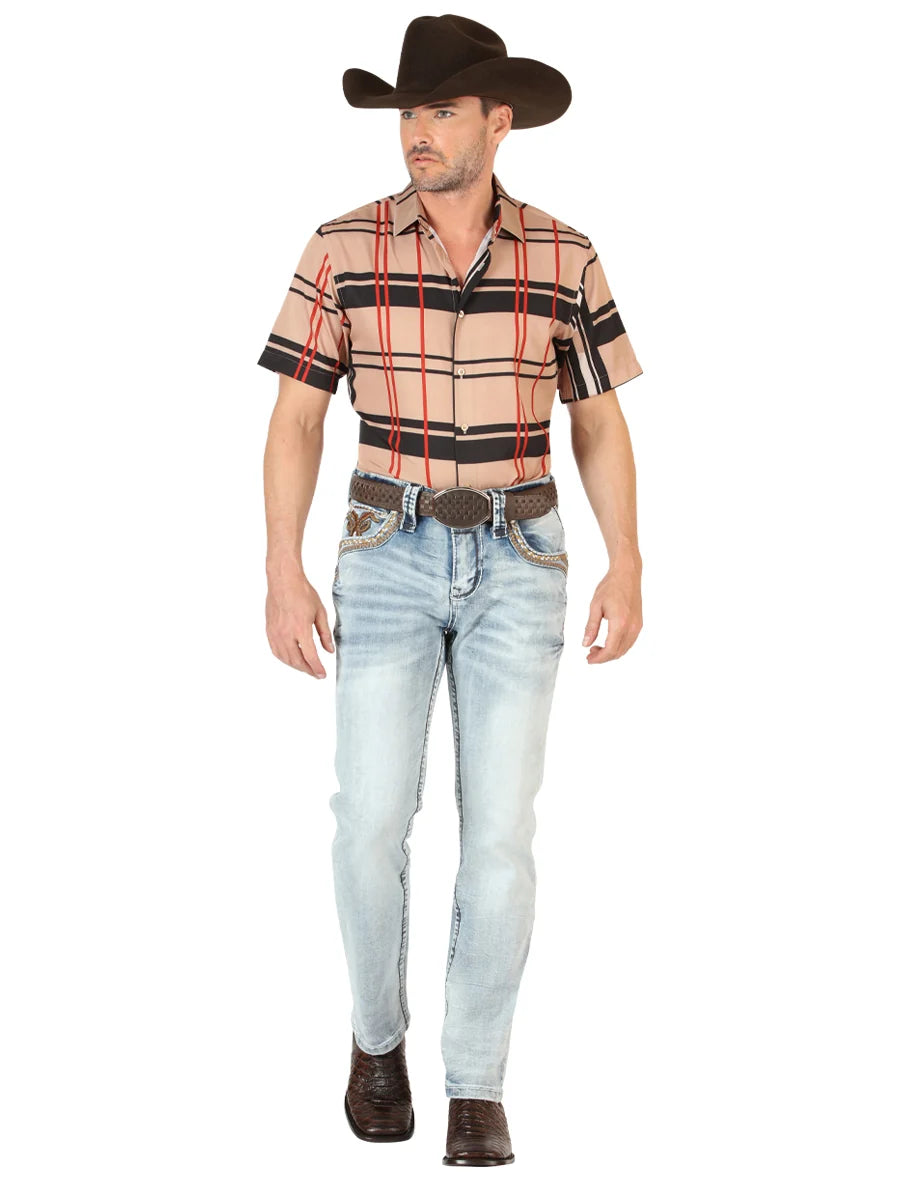 Men's Boot Cut Western Jeans – Stretch Denim Cowboy Pants - Light Blue 45531
