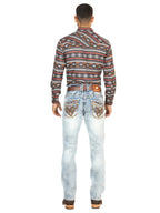 Men's Boot Cut Western Jeans – Stretch Denim Cowboy Pants - Light Blue 45531