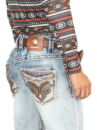 Men's Boot Cut Western Jeans – Stretch Denim Cowboy Pants - Light Blue 45531
