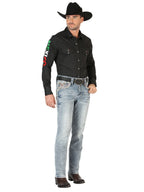 Men's Boot Cut Western Jeans – Stretch Denim Cowboy Pants - Washed Light Blue 45532
