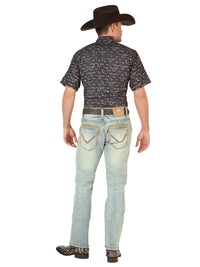 Men's Boot Cut Western Jeans – Stretch Denim Cowboy Pants - Light Blue 45535