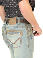 Men's Boot Cut Western Jeans – Stretch Denim Cowboy Pants - Light Blue 45535
